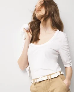 Ruched-Sleeve Scoop Neck Top*White House Black Market Clearance