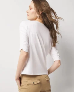 Ruched-Sleeve Scoop Neck Top*White House Black Market Clearance