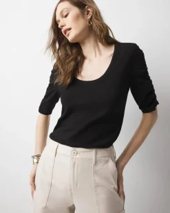 Ruched-Sleeve Scoop Neck Top*White House Black Market Online