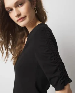 Ruched-Sleeve Scoop Neck Top*White House Black Market Online