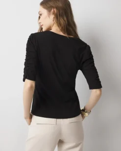 Ruched-Sleeve Scoop Neck Top*White House Black Market Online
