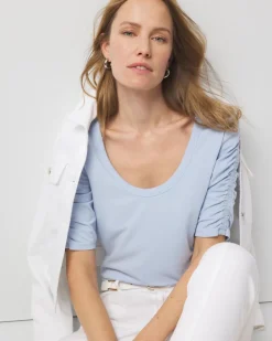 Ruched-Sleeve Scoop Neck Top*White House Black Market Hot
