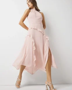 Ruffle Halter Midi Dress*White House Black Market New