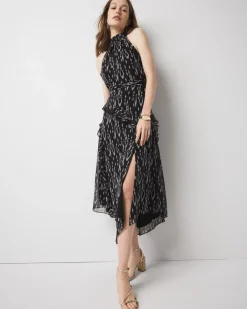 Ruffle Halter Midi Dress*White House Black Market Discount