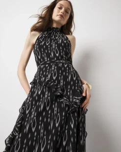 Ruffle Halter Midi Dress*White House Black Market Discount