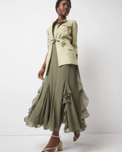 Ruffle Slip Maxi Dress*White House Black Market Discount