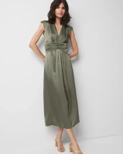 Satin Flutter Sleeve Midi Dress*White House Black Market Hot