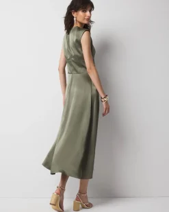 Satin Flutter Sleeve Midi Dress*White House Black Market Hot