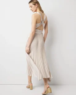 Satin Pleated Midi Dress*White House Black Market Hot