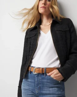 Sculptured Buckle Denim Belt*White House Black Market Hot