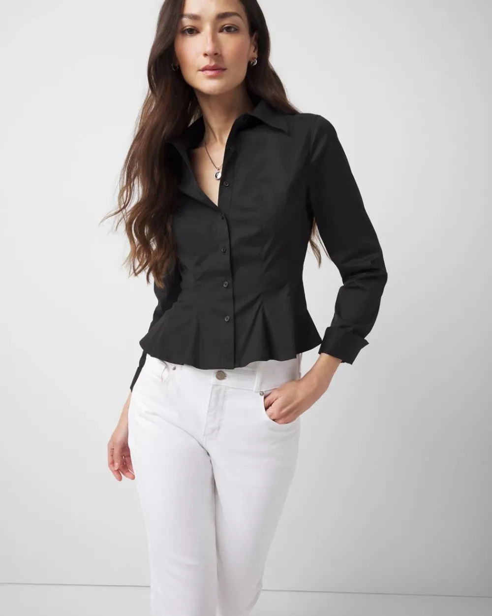 Seamed Poplin Shirt*White House Black Market Discount