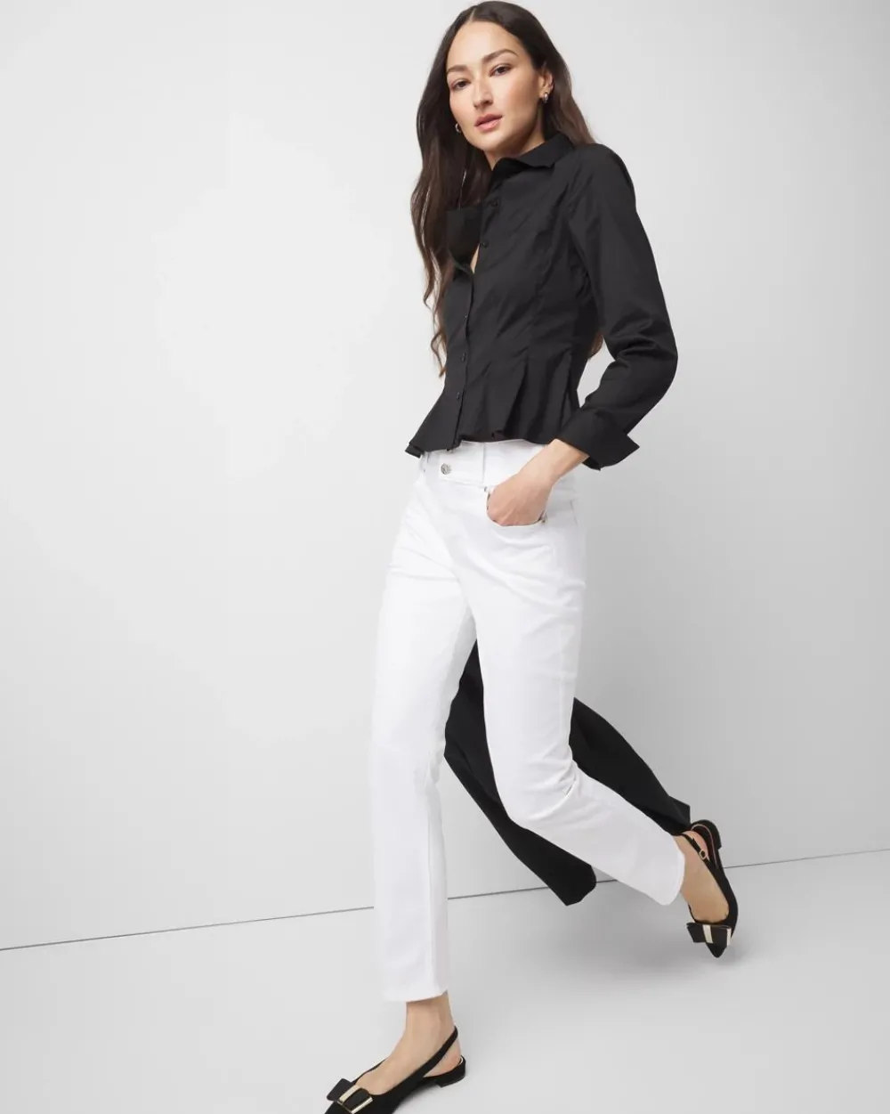 Seamed Poplin Shirt*White House Black Market Discount