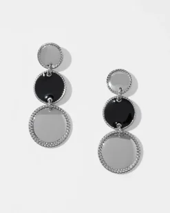 Silver + Black Disc Drop Earrings*White House Black Market Outlet