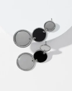 Silver + Black Disc Drop Earrings*White House Black Market Outlet