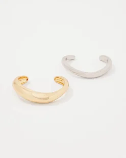 Silver + Gold Sculptural Cuff 2 Pack*White House Black Market Fashion