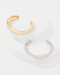 Silver + Gold Sculptural Cuff 2 Pack*White House Black Market Fashion