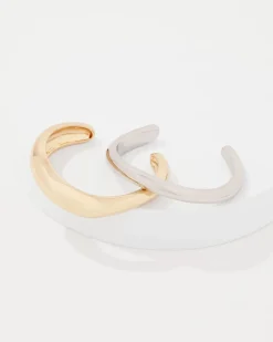 Silver + Gold Sculptural Cuff 2 Pack*White House Black Market Fashion