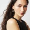 Silver + Gold Sculptural Drop Hoop Earrings*White House Black Market New
