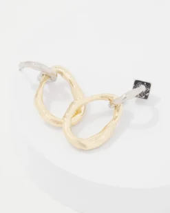 Silver + Gold Sculptural Drop Hoop Earrings*White House Black Market New