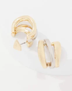 Silver + Gold Sculptural Hoop Earrings*White House Black Market New