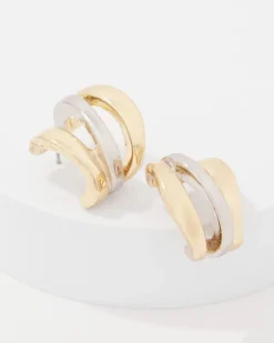 Silver + Gold Sculptural Hoop Earrings*White House Black Market New