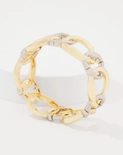 Silver + Gold Sculptural Stretch Bracelet*White House Black Market Best