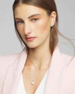 Silver Fresh Water Pearl Drop Necklace*White House Black Market Discount