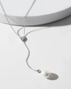 Silver Fresh Water Pearl Drop Necklace*White House Black Market Discount