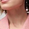 Silver Fresh Water Pearls Crystal Linear Earrings*White House Black Market Hot