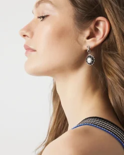 Silver Onyx Charm Drop Earrings*White House Black Market Online