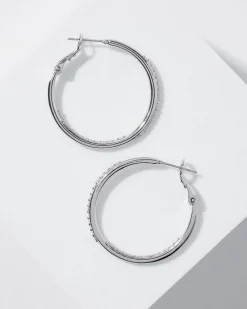 Silver Small Pave Hoop Earrings*White House Black Market Online