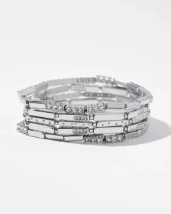 Silver Tone Pavé Stretch Bracelets*White House Black Market Online