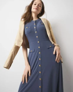 Sleeveless Crest Button Midi Dress*White House Black Market Clearance