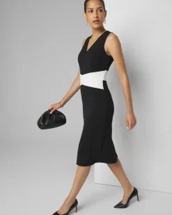 Sleeveless Cross-Front Sheath Dress*White House Black Market Fashion