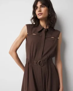 Sleeveless Cutout Pleated Midi Dress*White House Black Market Online