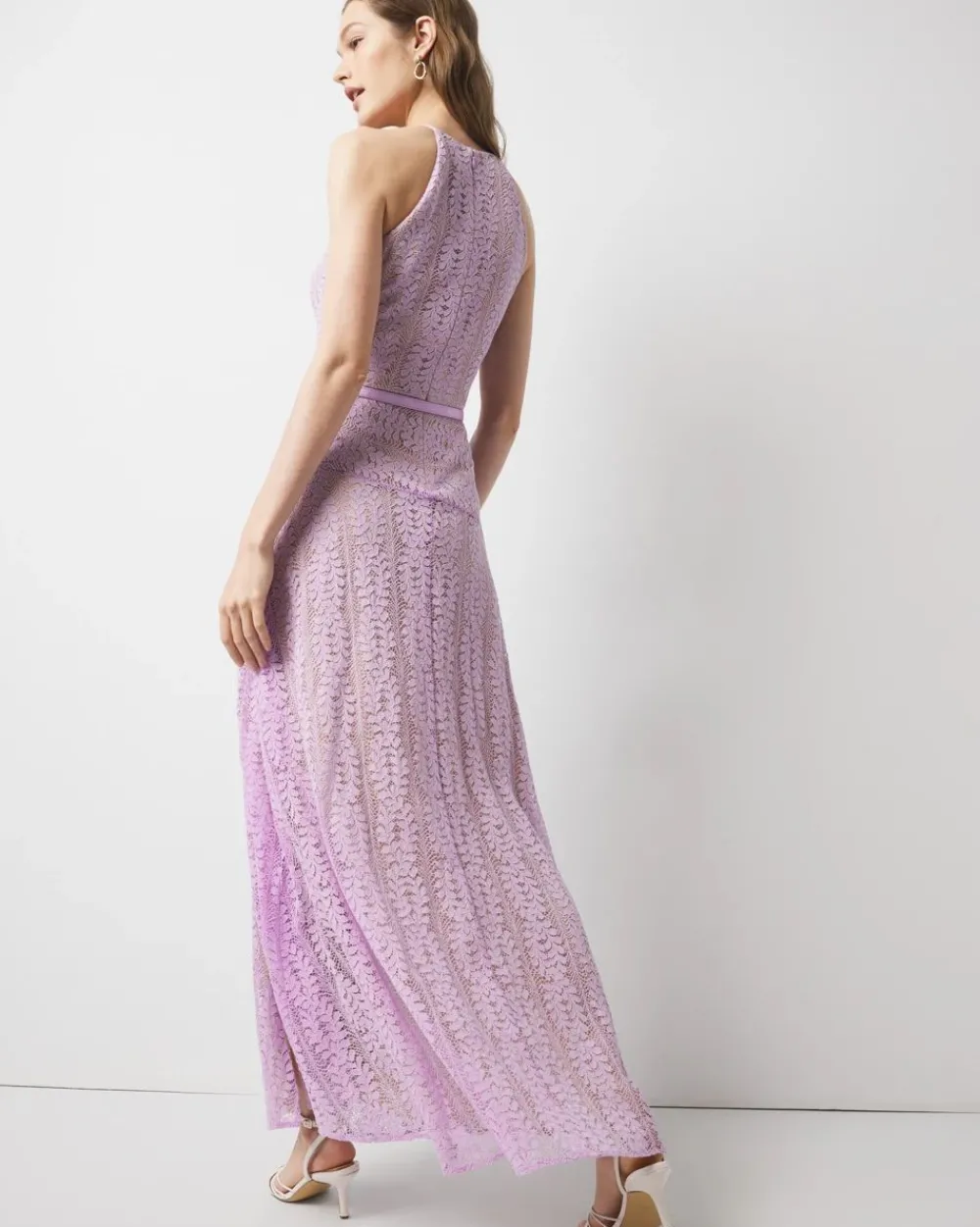 Sleeveless Halter Lace Maxi Dress*White House Black Market Sale