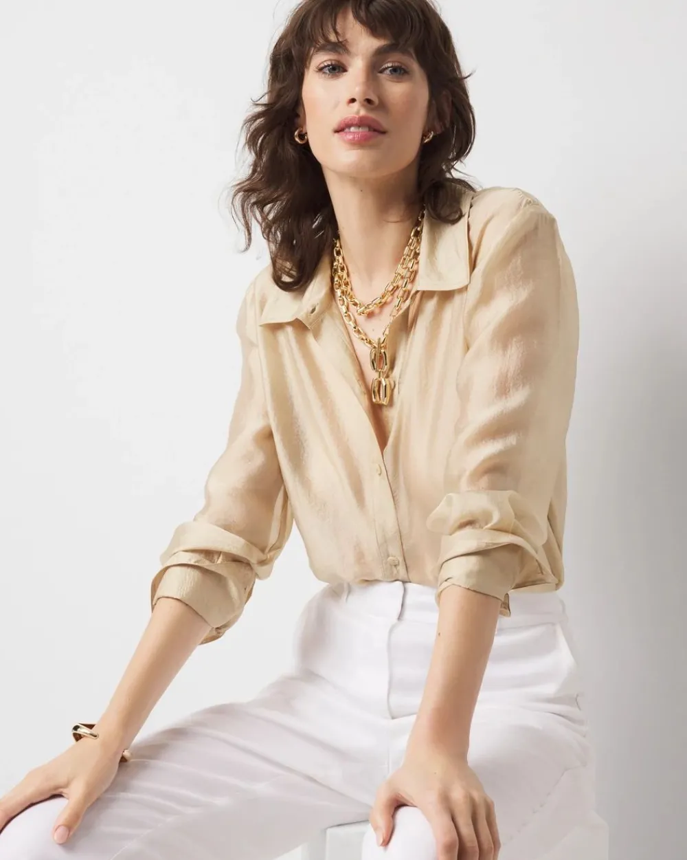 Soft Shirt with Shine*White House Black Market Clearance