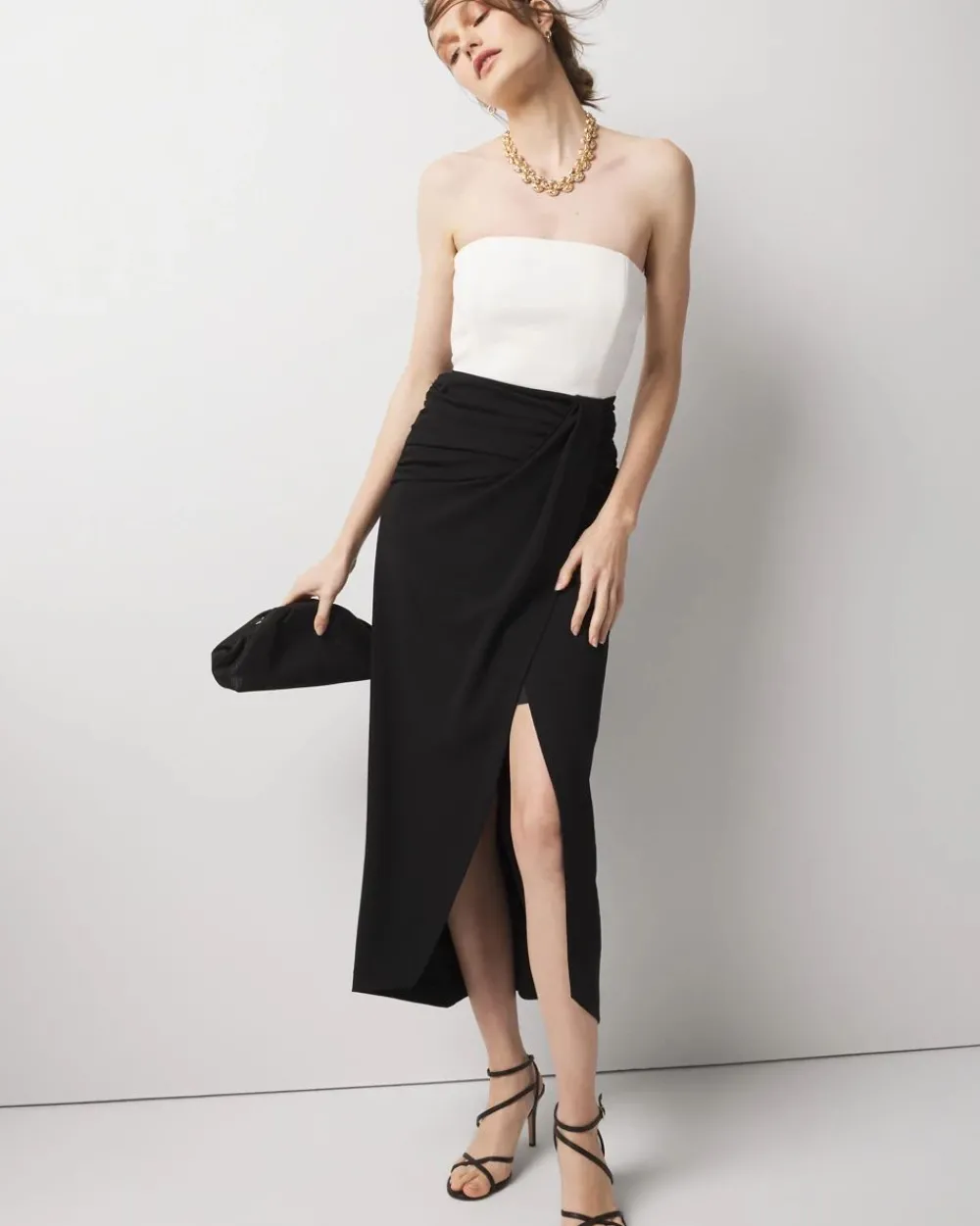 Strapless Colorblock Midi Dress*White House Black Market Sale