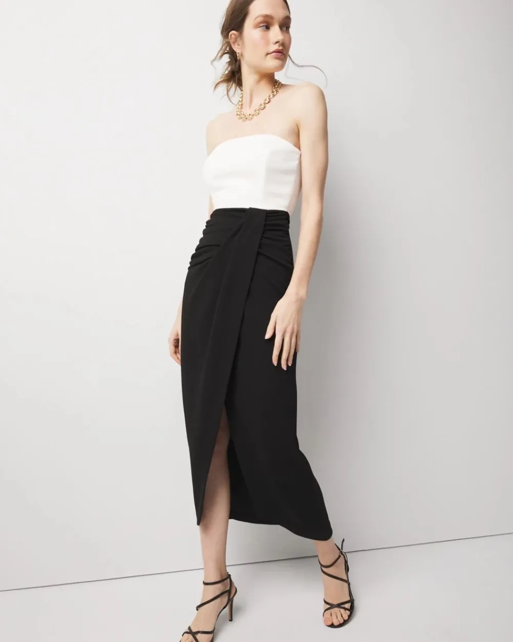 Strapless Colorblock Midi Dress*White House Black Market Sale