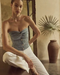 Strapless Denim Bustier*White House Black Market Fashion
