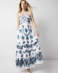 Strappy Floral Halter Maxi Dress*White House Black Market Clearance
