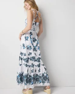 Strappy Floral Halter Maxi Dress*White House Black Market Clearance