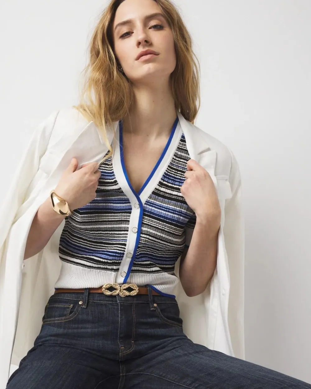 Striped Cardigan*White House Black Market Sale