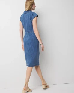 Striped Denim Sheath Dress*White House Black Market Hot