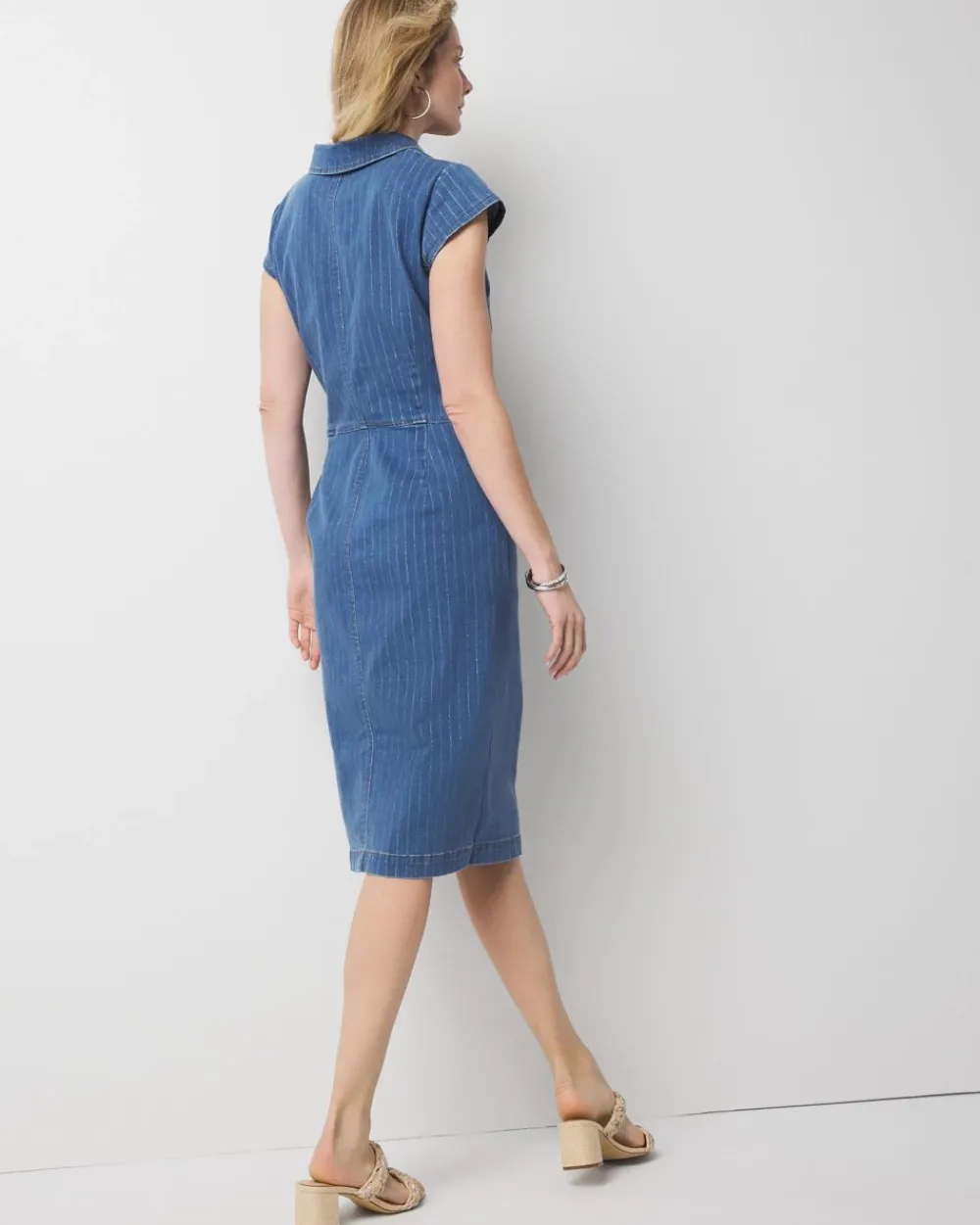 Striped Denim Sheath Dress*White House Black Market Hot