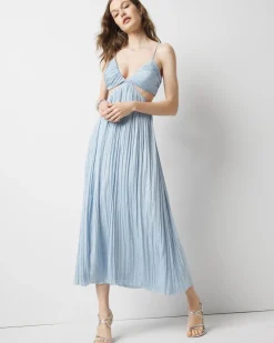 Textured Satin Cutout Midi Dress*White House Black Market Clearance
