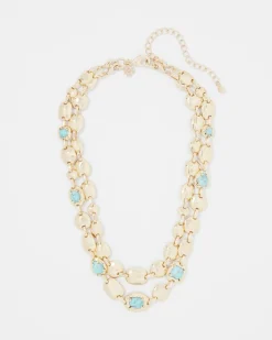 Turquoise + Gold Multistrand Necklace*White House Black Market Best