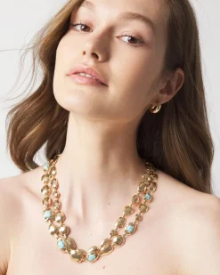Turquoise + Gold Multistrand Necklace*White House Black Market Best