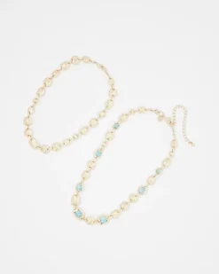 Turquoise + Gold Multistrand Necklace*White House Black Market Best