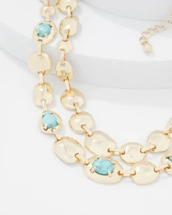 Turquoise + Gold Multistrand Necklace*White House Black Market Best